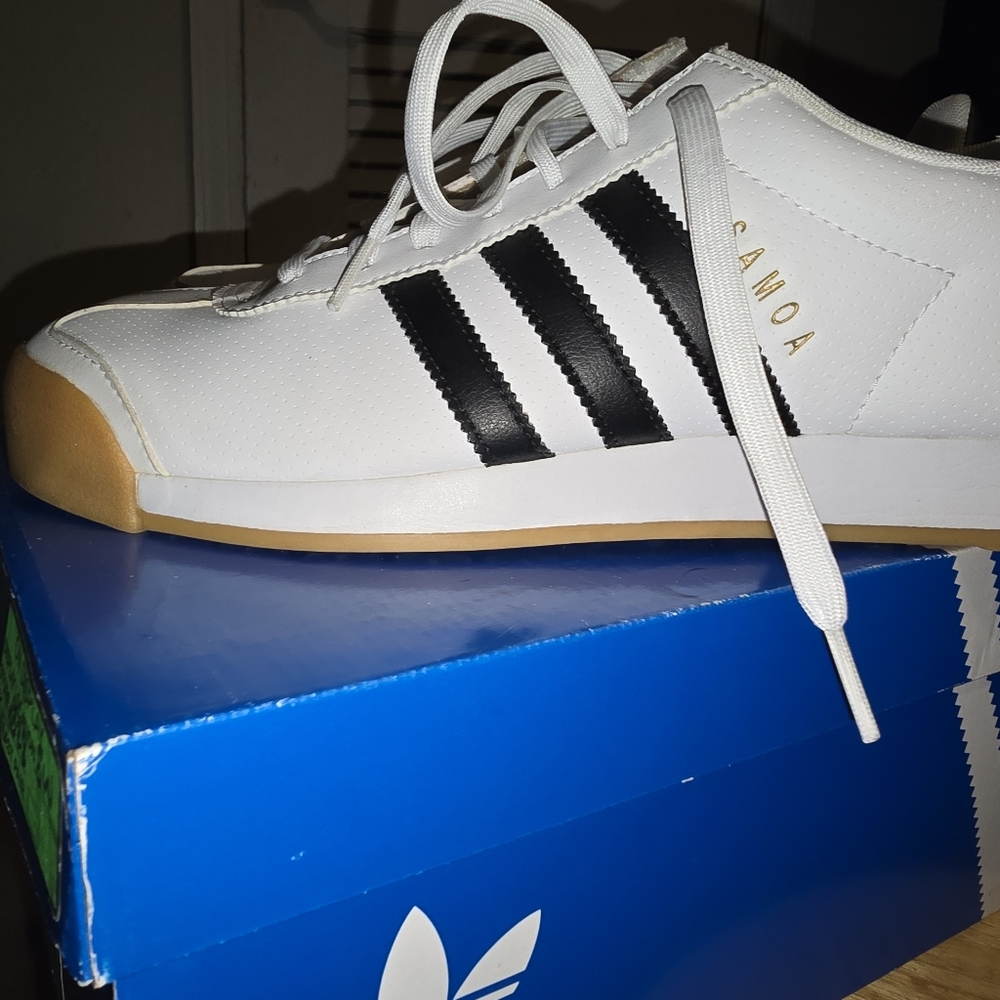 Adidas Men's Black and White Sneakers with Gum Sole